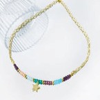 Beach Minimalist Geometric Star Moon 18K Gold Plated Arylic Copper Pendant Necklace