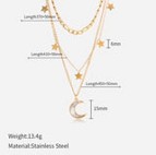 Fashion Star Moon 304 Stainless Steel Plating Stainless Steel Necklaces