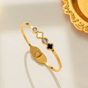 Moderate Luxury Titanium Steel 18K Gold Plated Bangles