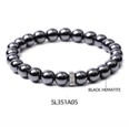 Minimalist Round Natural Stone Elastic String Titanium Steel Woven Chain Bracelets