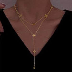 Cartoon Geometric Titanium Steel 18K Gold Plated Necklaces
